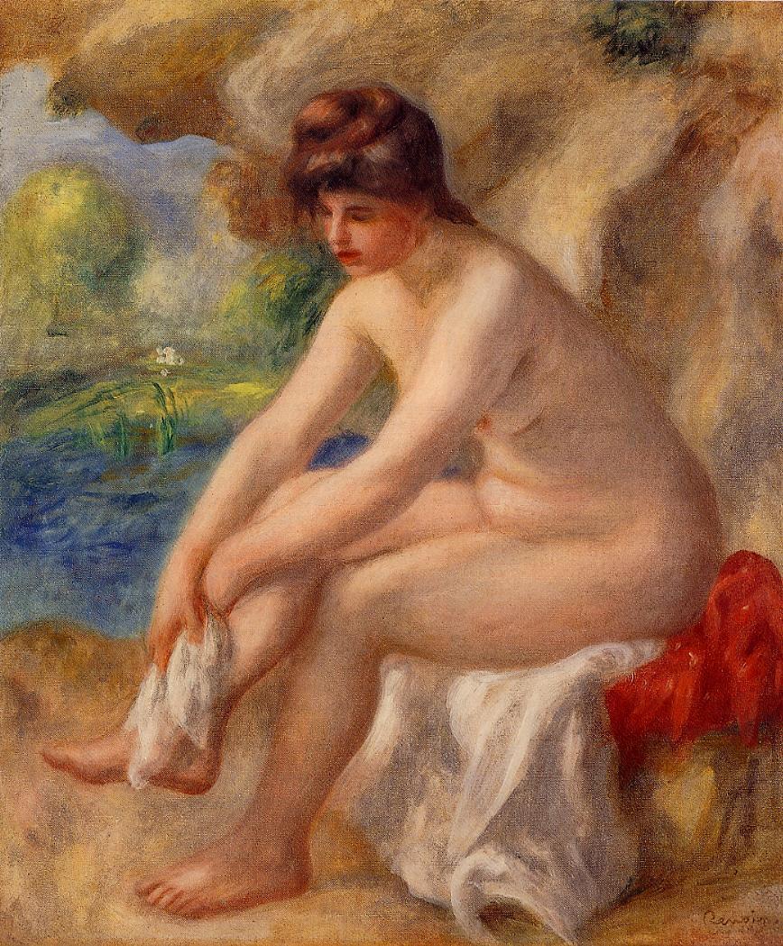 Leaving the Bath - Pierre-Auguste Renoir painting on canvas
